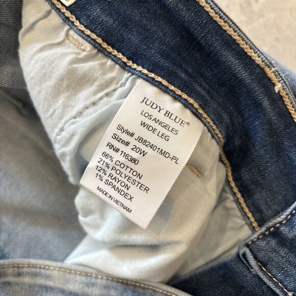 Judy Blue Women’s Mid Rise Wide Leg Jeans Stretch Denim Sz 20W Plus 34” In NWT - Picture 6 of 8